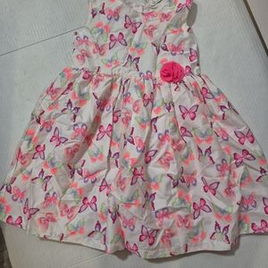 NWT Children's Place Butterfly Print Kids Dress with Pink Accents